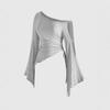 Elegant Asymmetrical Off-Shoulder Patchwork Women's Top - Autumn/Winter 2026 Collection