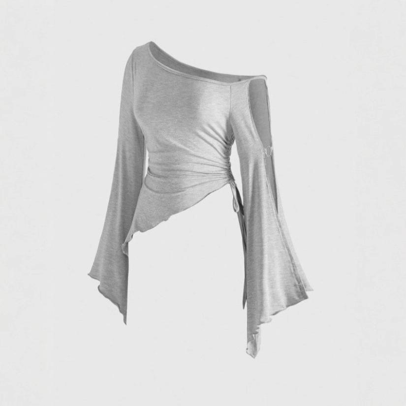 Elegant Asymmetrical Off-Shoulder Patchwork Women's Top - Autumn/Winter 2026 Collection