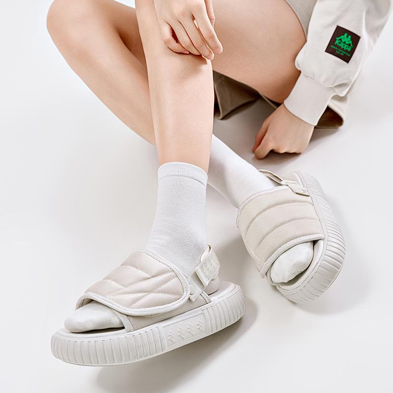 Kappa Outdoor Velcro Thick Sole Beach Shoes Sports Sandals Unisex Sandals Gray White K0DX5LL20-133