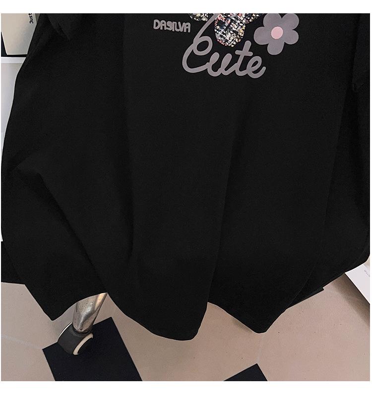 Plus Size Short-Sleeve Loose Mid-Length Round Neck T-Shirt for Women (200/300/350 Jin)
