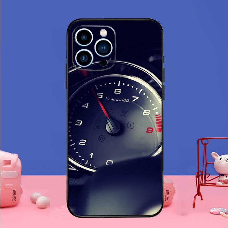 

Speedometer Car Phone Case For iPhone 16 15 14 13 12 11 17 Pro Max Plus 12 13 mini 16e 17 Air Bumper Cover iPhone 14
