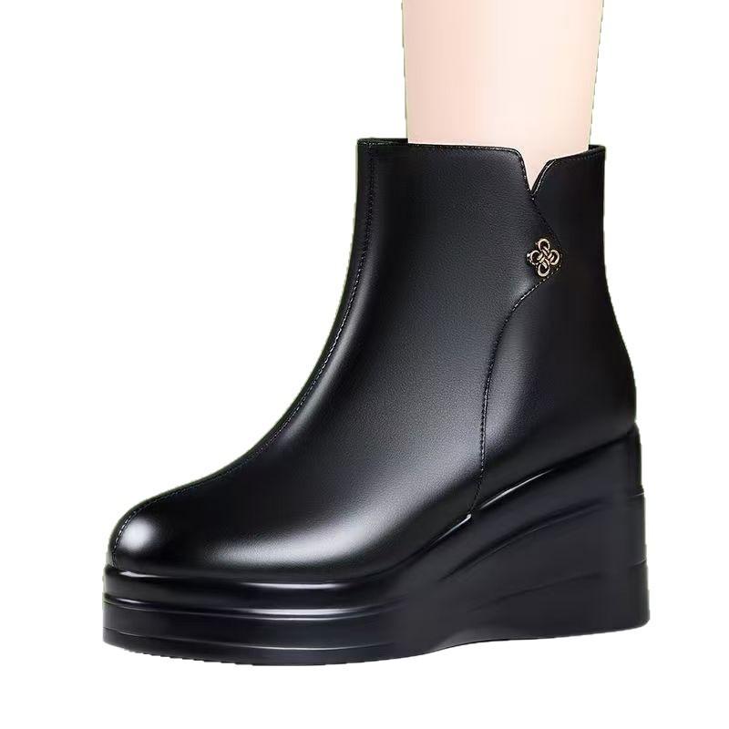 Winter new retro thick-soled wedge comfortable middle-aged mother cotton boots women's velvet warm snow boots