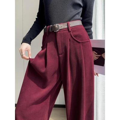 Women's Off-White Corduroy & Velvet High-Waist Pants - Autumn/Winter Casual Chenille Wide-Leg Style