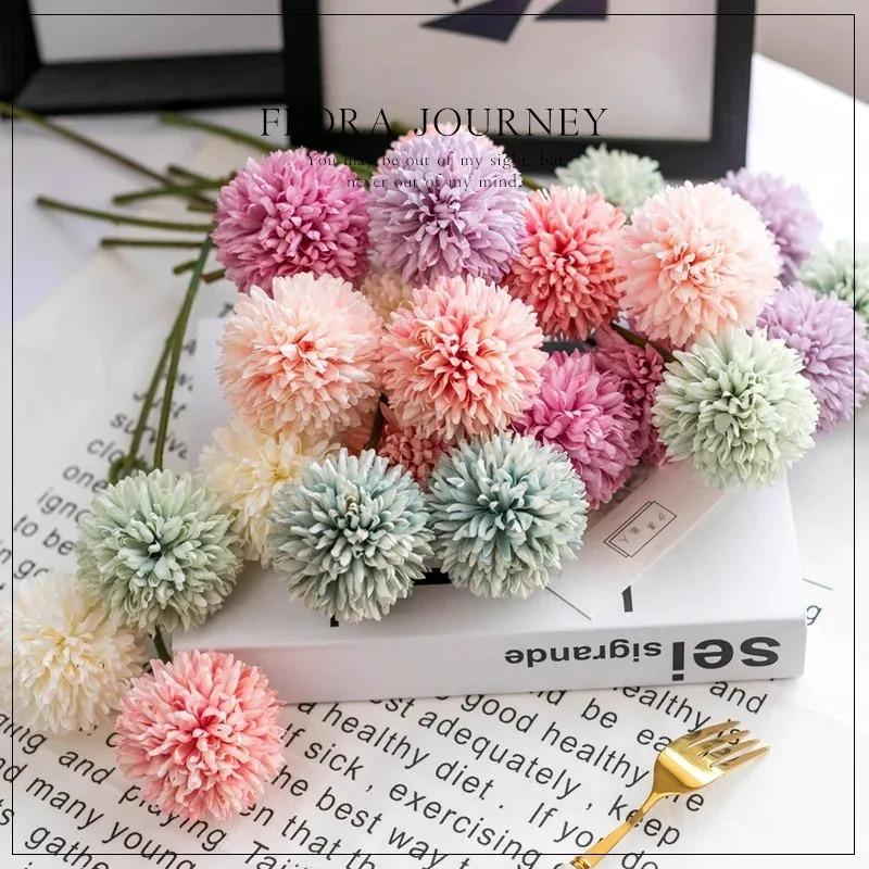 5Pcs Artificial Hydrangea Flower Bouquet Living Home Room Decoration DIY Vase Flower Fake Plants Party Table Wedding Decor