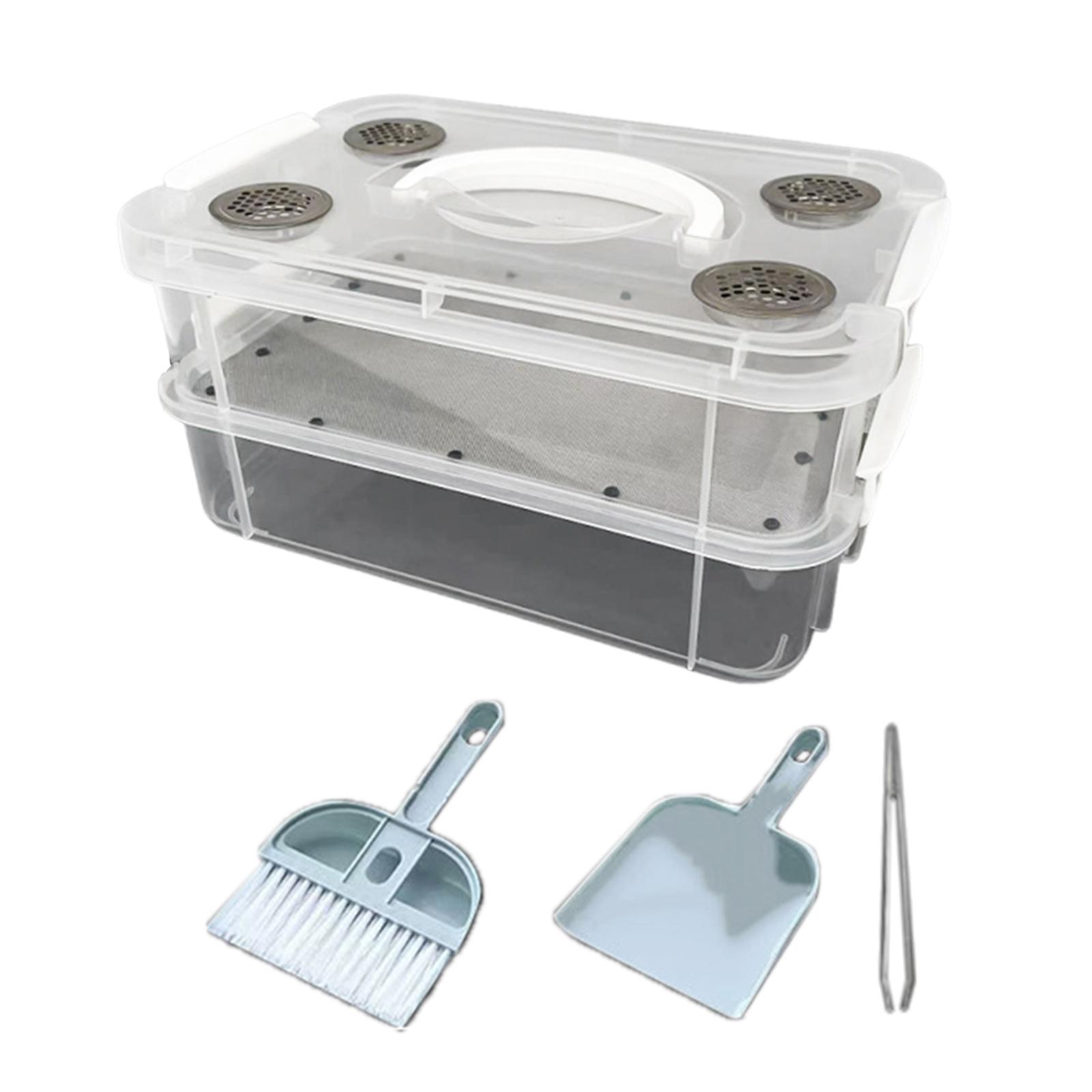 

Portable Mealworm Breeding Box Corn Worm Mesh Filter Separator Tray for Mealworm Anti-Escape Durable Ventilated Feeding Containe