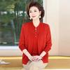Spring and Autumn Thin Knitted Sweater Two-piece Set Mom Large Size Outer Cardigan New Mom Wear