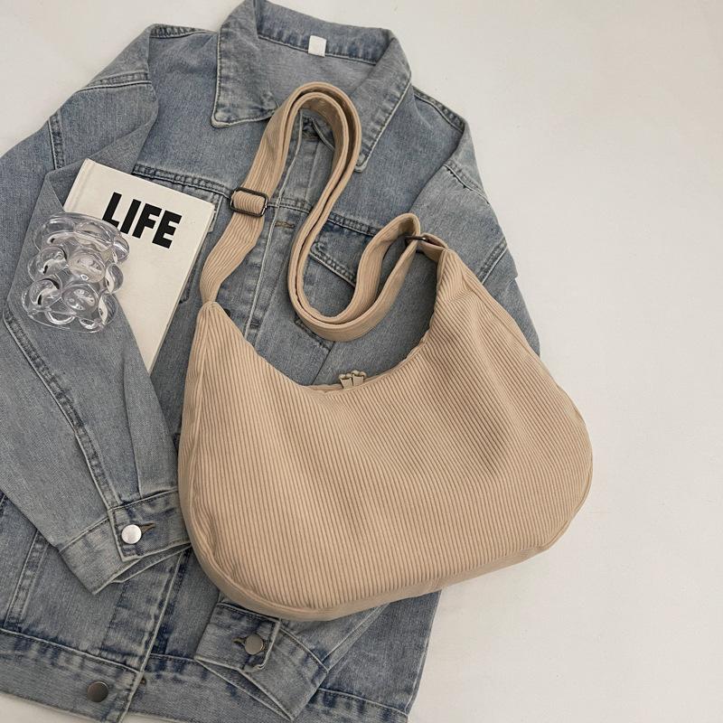 Shoulder bag casual fashion simple Korean version large capacity simple casual canvas bag casual portable solid color bag women's bag