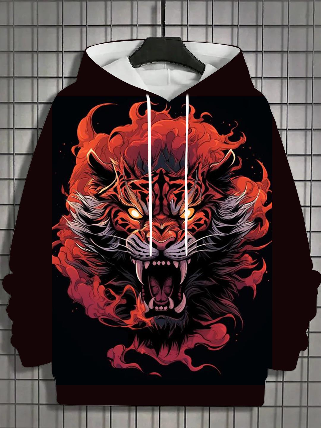 

Мужская толстовка с капюшоном с 3D-принтом, топы с изображением животных, тигра, льва, толстовка с длинным рукавом, винтажная мода, дракон, мужской топ, свободный, уличная одежда S