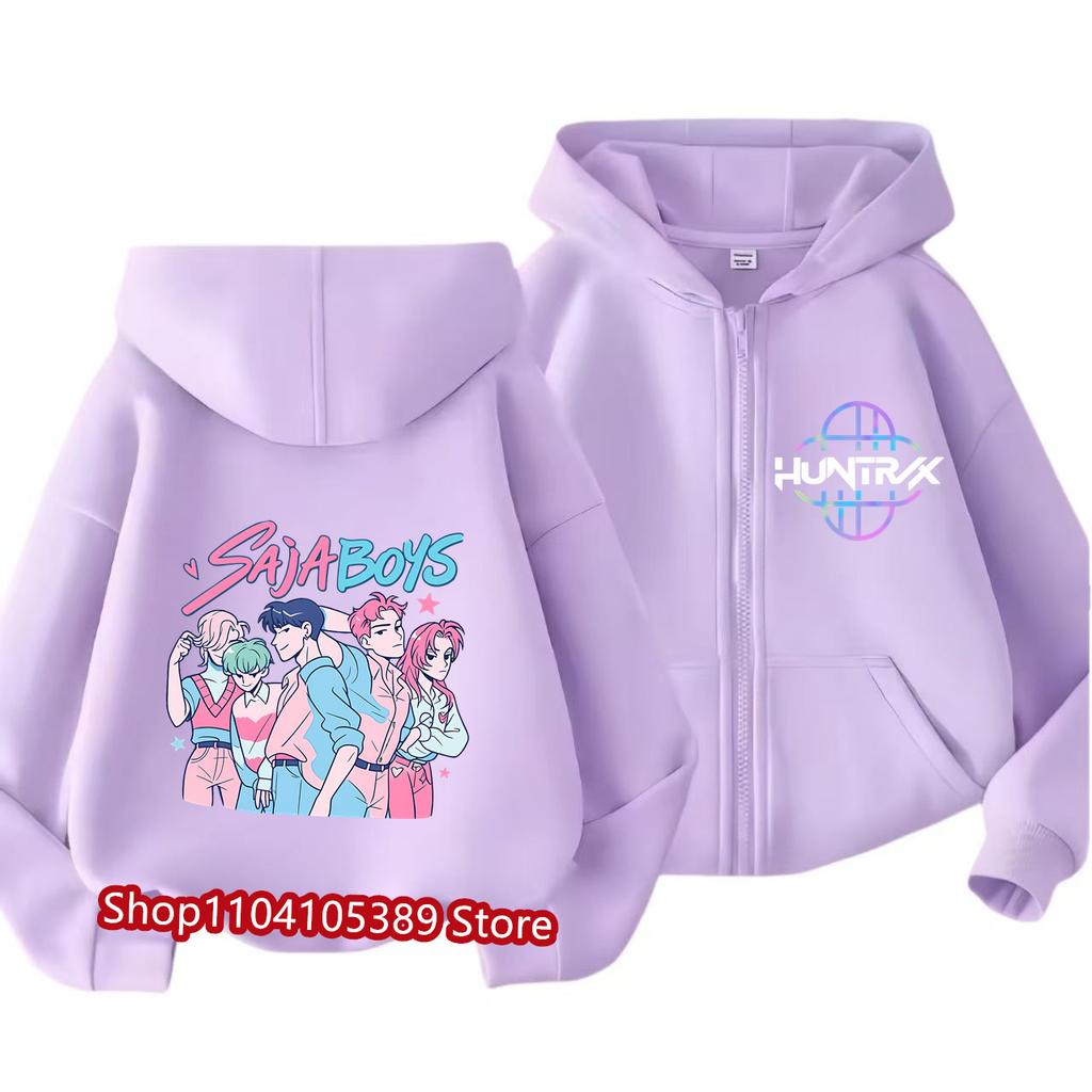 2026 Film Zip Up Sportovní trička Kpop Lovci démonů Mikina Dětské oblečení Dívka Kluk Mikina na zip s kapucí Dětská ležérní mikina