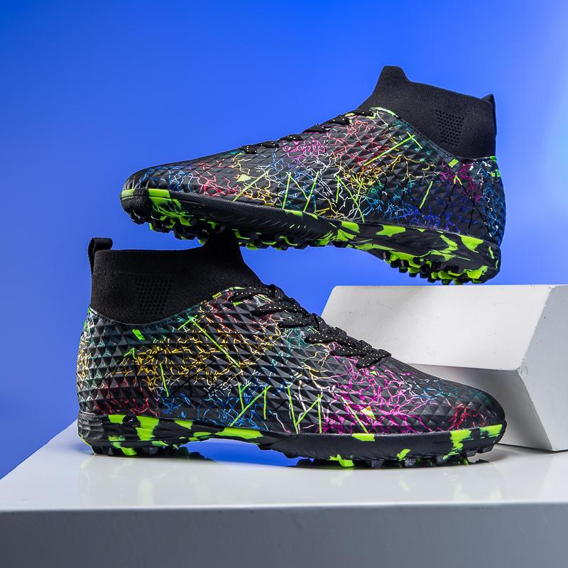 Herren Fußballschuhe FG/TF High Top Neu Verschleißfest Stoßdämpfend Freifeld Professionelles Training Fußballschuhe für Teenager