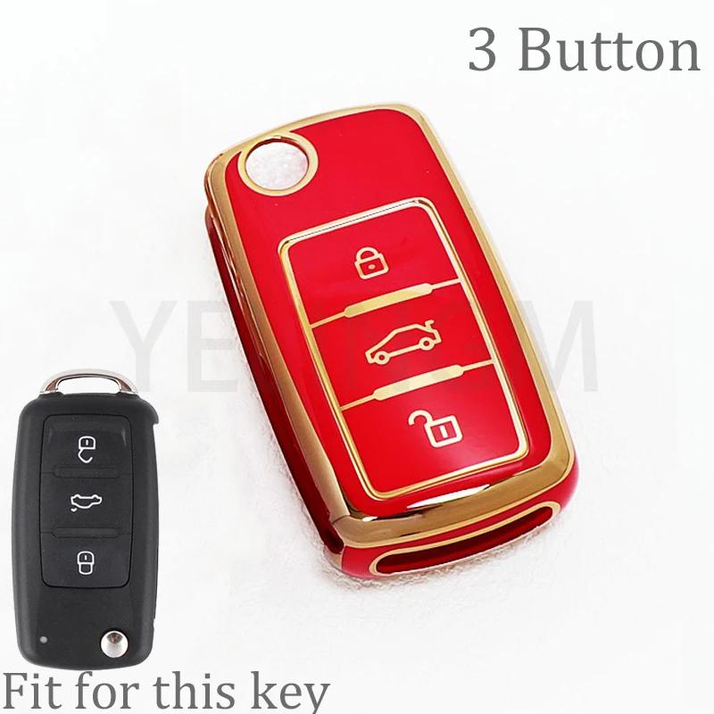 2/3 Buttons Tpu Car Key Case For Vw Volkswagen Mk4 Bora Golf 4 5 6 Jetta Passat Polo Bora Touran Skoda Seat Tpu Cover Shell Fob