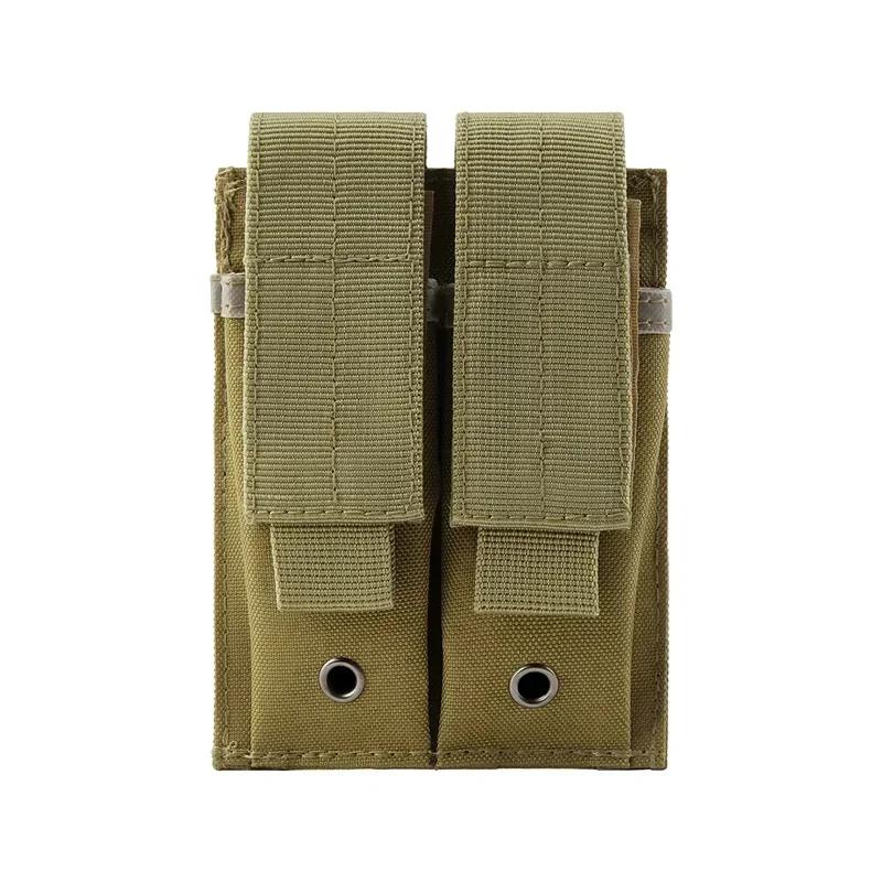 Tactical Double Pistol Mag Pouch Outdoor Molle Open-Top Magazine Pouch Flashlight Holder Attachment Package Hunting Accessories