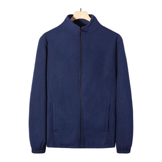 

Мужская куртка с воротником-стойкой, длинным рукавом, однотонное утолщенное пальто с карманами, повседневная одежда на молнии для осени и зимы XL синий