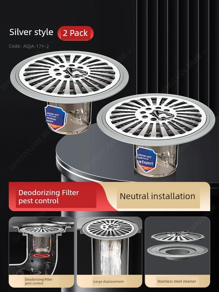 Floor Drain Deodorizer Universal for Bathrooms, Anti-Insect Sewer Anti-Odor Device, Anti-Odor Sealing Cover Filter Net