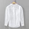 New Style Men's Spring Loose-Fitting High-End Pure Cotton Long-Sleeve Shirt with Solid Color Turn-Down Collar, Export Surplus