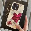 Funda de Teléfono con Textura Cortical Para iPhone 17 16 Pro Max 11 12 13 14 15 Pro Elegante Funda de iPhone con Patrón de Orquídea Roja