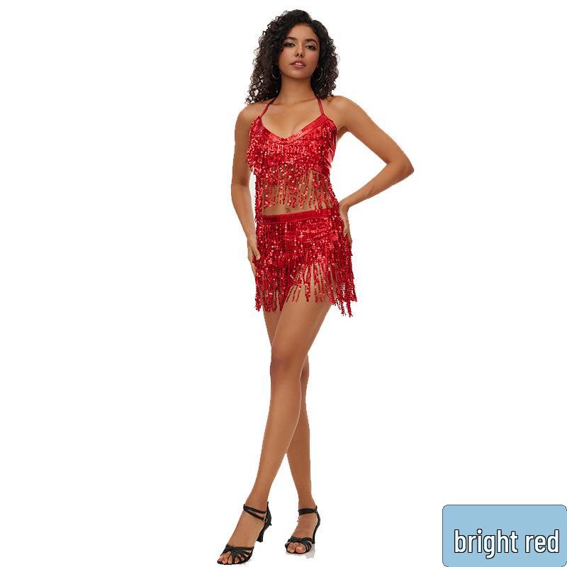 Cross-border Belly Dance Jazz Costume: Nightclub Tassel Uniform, Sequined Skirt