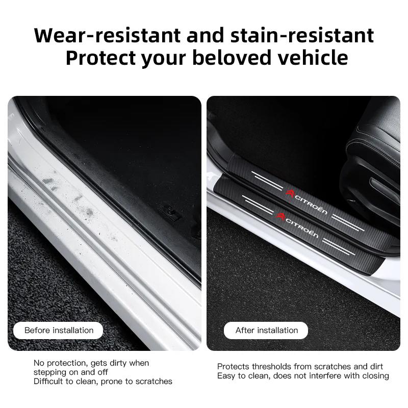 Car Door Sill Threshold Anti Scratch Protector Stickers For Citroen C8 DS3 C6 C3 Vts C4 Saxo C4L C5 C2 Xsara C3-XR Picasso SEGA ahq256