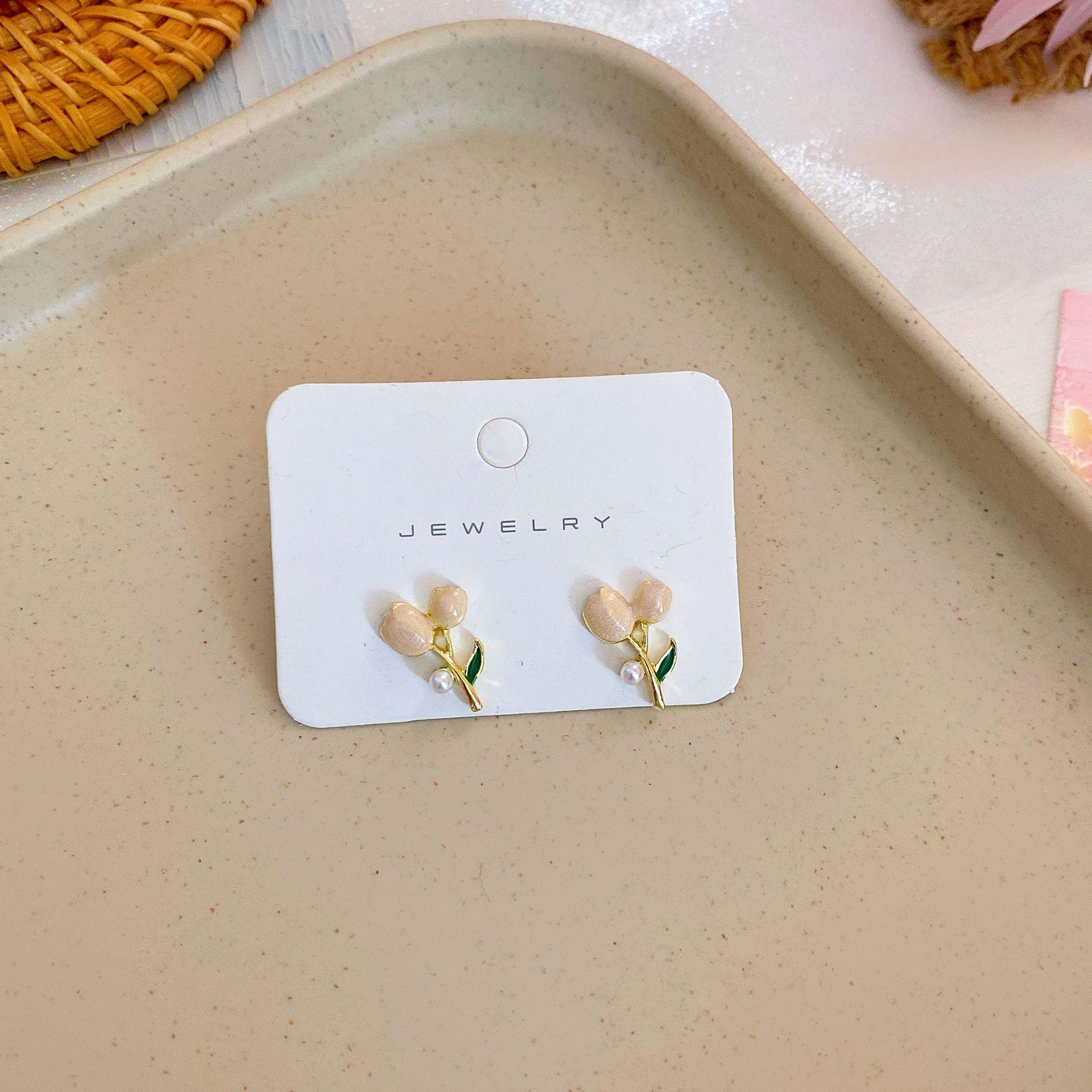 

Сережки з кришталевою квіткою полуничного рожевого кольору для жінок - срібні голки 925 проби, високоякісний дизайн, маленькі, свіжий дизайн