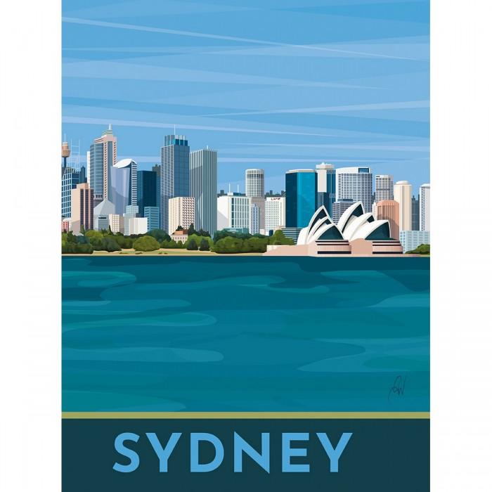 Impressão em tela emoldurada de Georgina Westley Sydney 40cm x azul