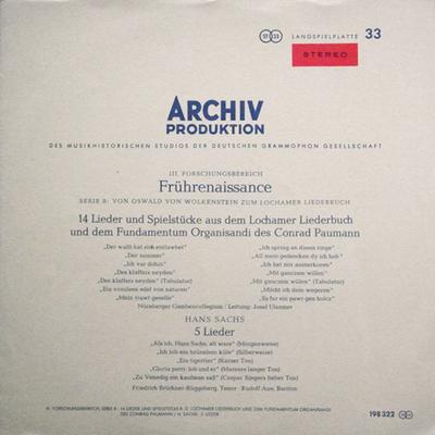 LP Record CONRAD PAUMANN  HANS SACHS  JOSEF  14 Lieder Und Spielstucke Aus Dem L SAPM198322 Archiv Produkti 1965 Germany Classical Used