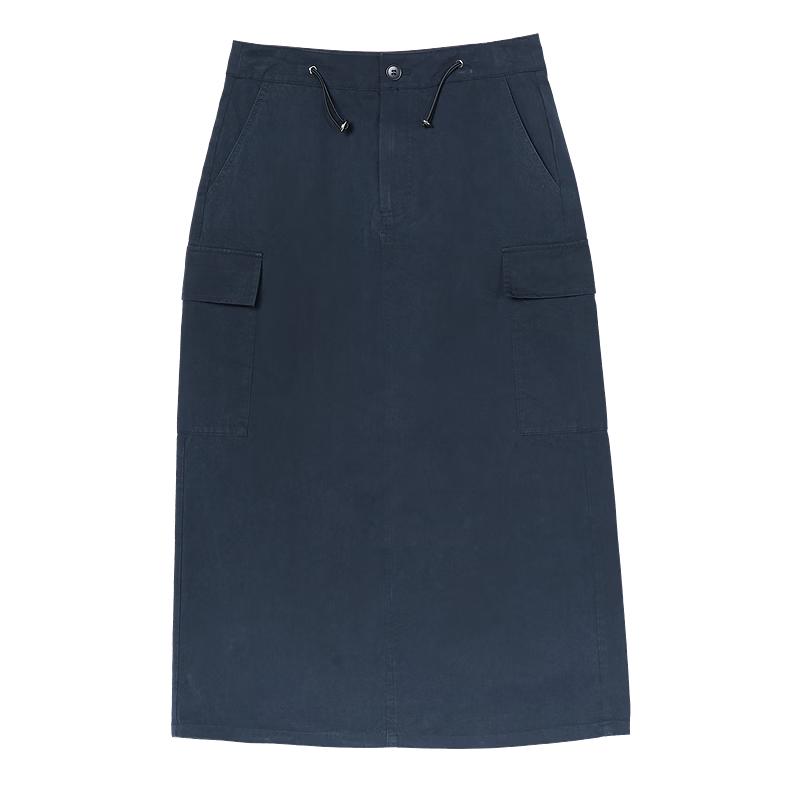

BETU Women s Summer High-Waist Cotton Utility Midi Skirt M