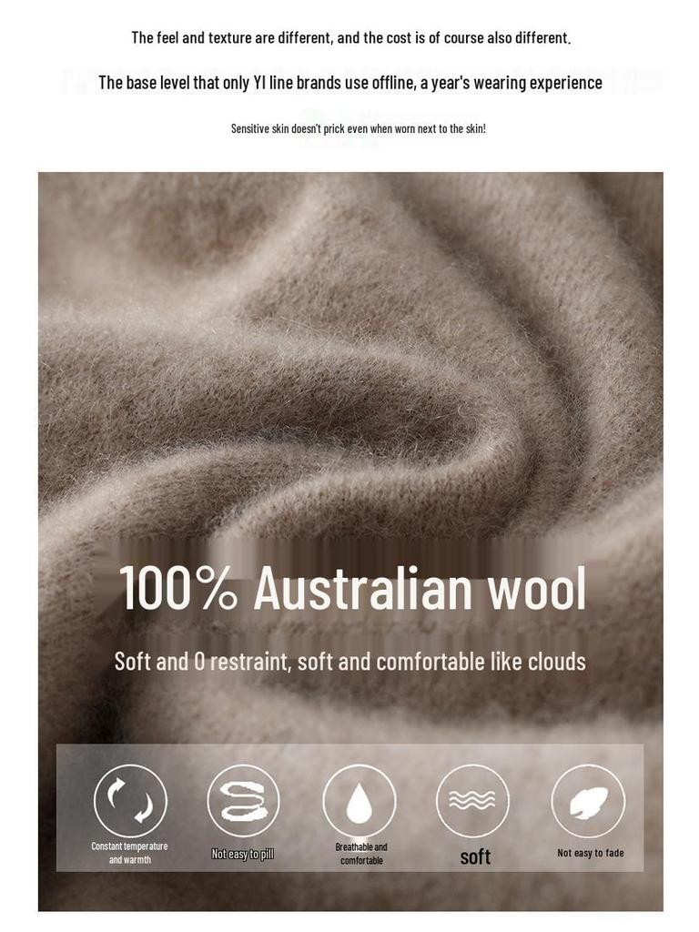 Men’s Pure Wool V-neck Pullover - Casual Loose Knitwear for Autumn/Winter
