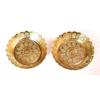 Small Pure Brass Plate for Puja / Diwali / Bhog Thali with Beautiful Flower Embossed Design (Golden) Set of 2pcs