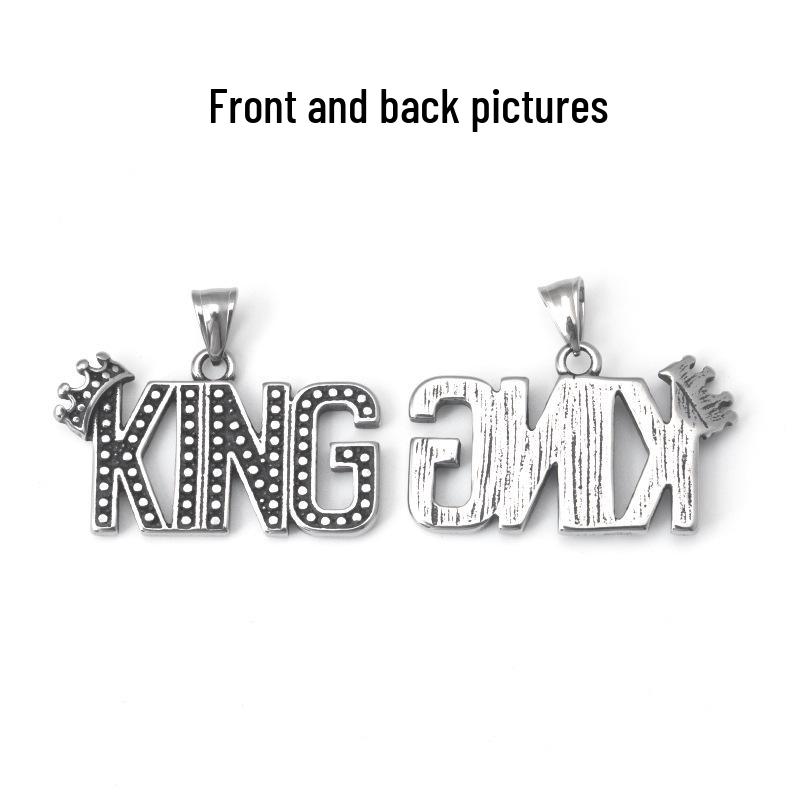 Collier Pendentif Couronne KING en Acier Inoxydable - Style Hip Hop Rock Rétro Punk