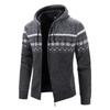 Men's Autumn and Winter Warm Jackets Hooded Knitted Cardigan Velvet Padded Jacket