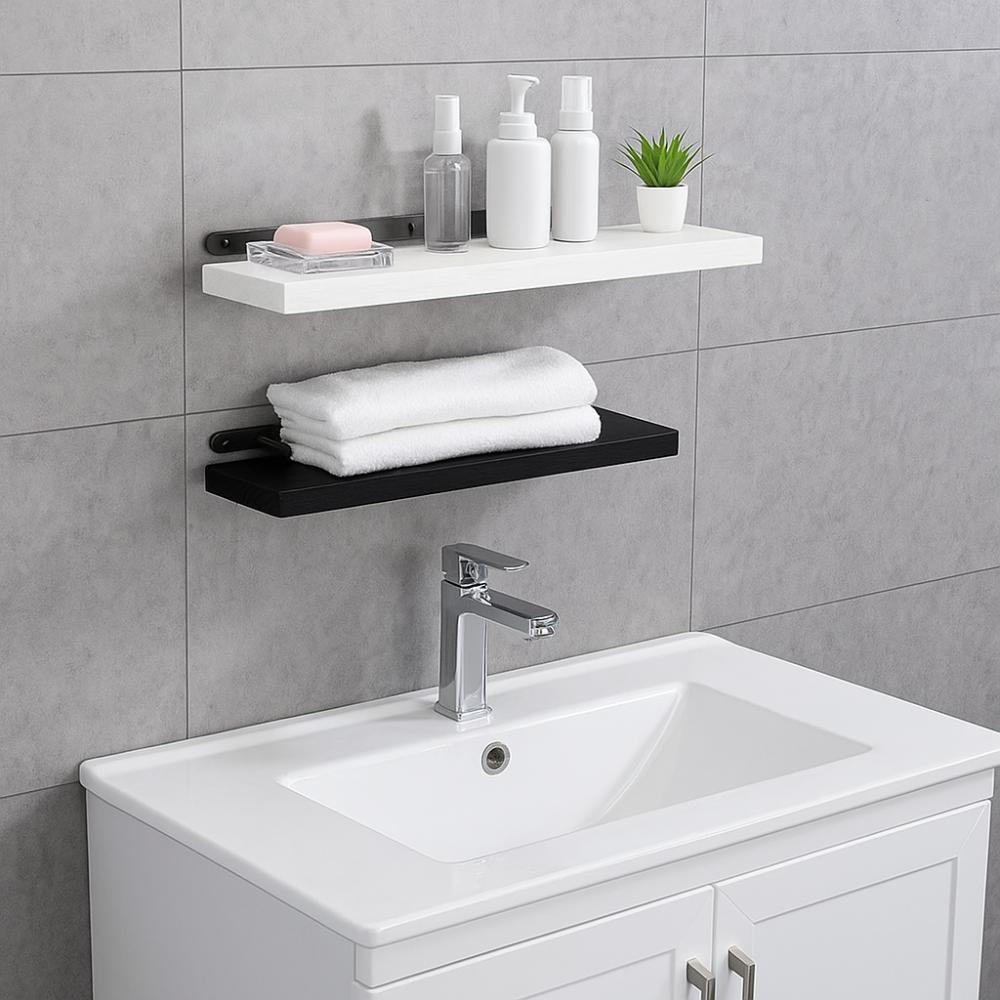 Solid Wood Wall Mounted Bookshelf Floating Design Display Stand Floating Shelves  Living Room