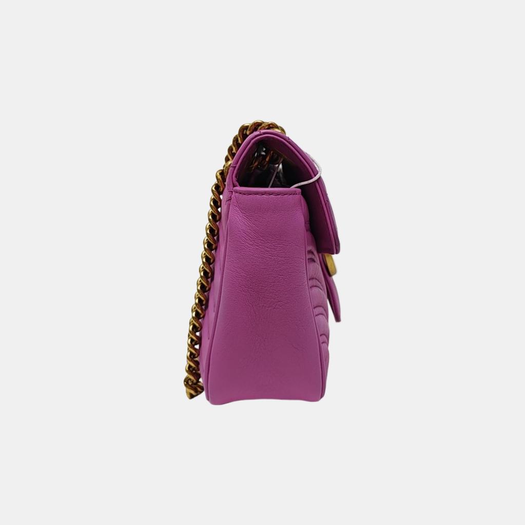 [Gebraucht] GG Marmont Medium Rosa Leder gesteppt Welle Schultertasche - Ausgezeichnet #1W42MYS