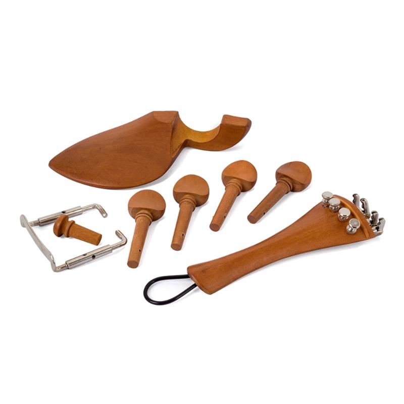 Chinrest Endpin Tailpiece Tuning Pegs Ebony Chin Rest for 4/4 Violin Replacement