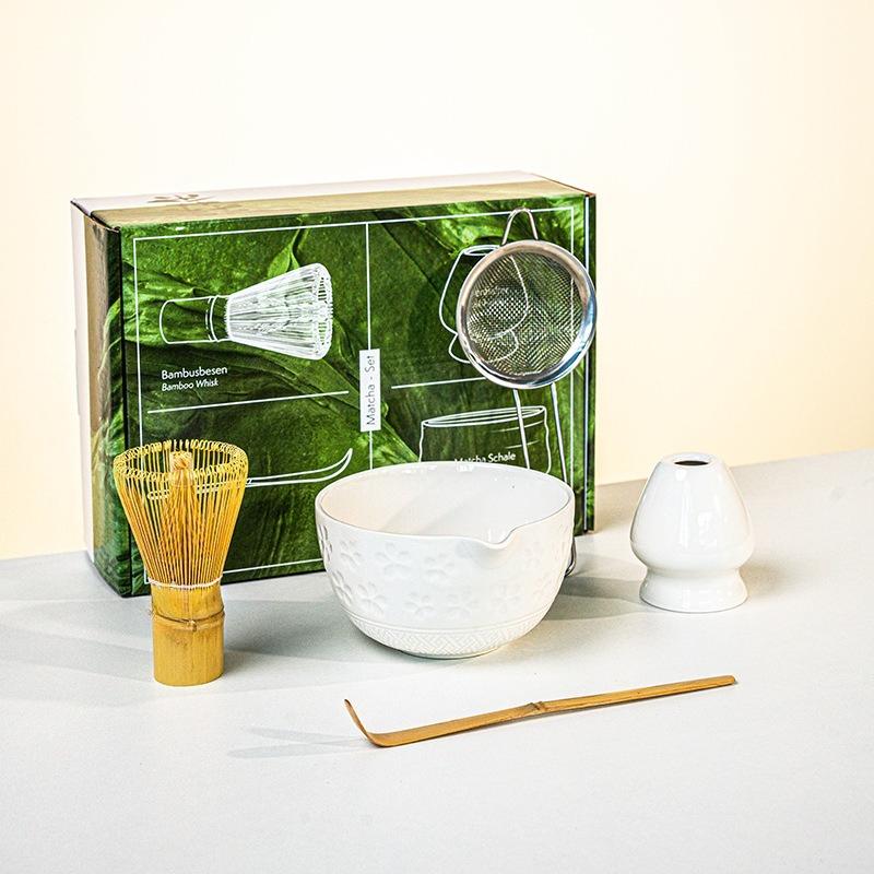 1/2pcs Traditional Japanese Matcha Bowl and Whisk Holder Tea Bowl with Pouring Spout for Office Table Tea Ceremony Party Gift