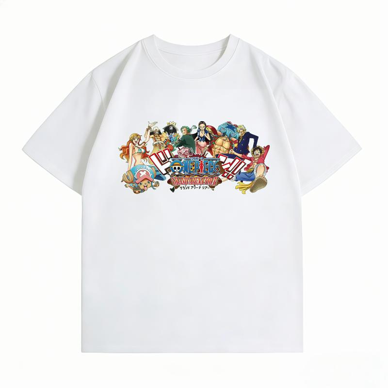 Unisexs Clothing New 100 Cotton Breathable Summer TShirt One Piece Straw Hat Crew Print Casual Streetwear Unisexs Tops