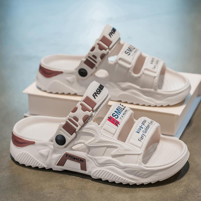 Slippers men's 2025 new summer wear soft bottom stepping on shit feeling leisure outdoor sports wading men's beach shoes tide