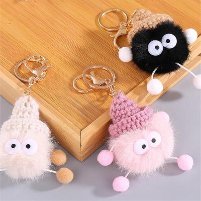 Niedlicher Nerzhaar-Schlüsselband, Briketts, Schlüsselanhänger, Autoschlüsselanhänger, Plüsch, Schultasche, Anhänger, Geschenk, Kawaii, Rucksack-Schlüsselanhänger