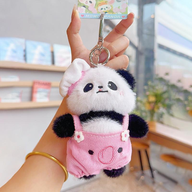 Cartoon Panda Cute Chef Plush Keychain Holder Colorful Pants Accessories Gift