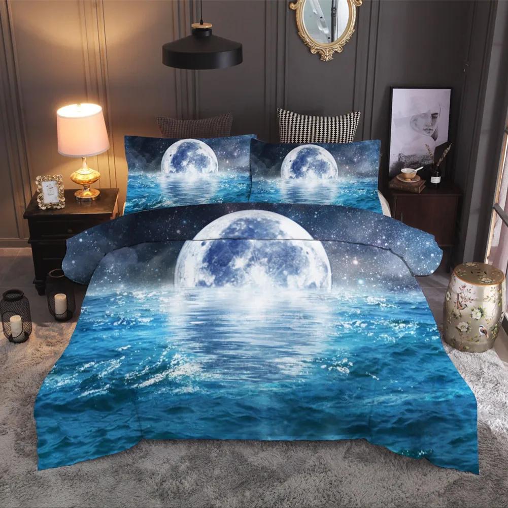 BEST.WENSD 3D Bedding Set Beach Ocean Scenery Print Duvet Cover Set Lifelike Bedclothes With Pillowcase Bed Set Home Textiles