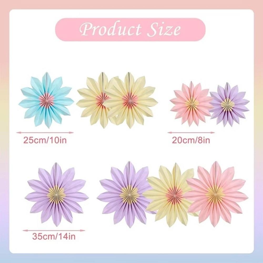 9pcs/set Multicolor Sunflower Paper Fan 20/25/35CM Flower Wreath Holiday Theme Decorations