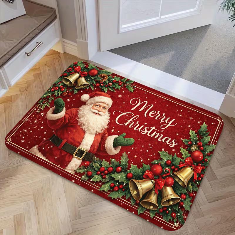 1Pcs Anti Fatigue Kitchen Rugs, Pack, "Merry Christmas Sa Print Waterproof Non-Slip Thick Cushioned Mat Comfort Standing Mat