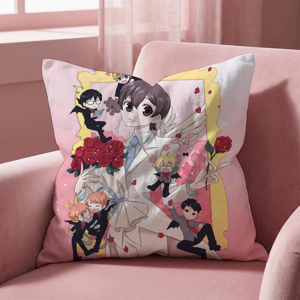 O-Ouran High School ANIME Cushion Cover Multi-Scene Pillow Cover for Home & Car - Reversible, Soft & Durable for Daily Use