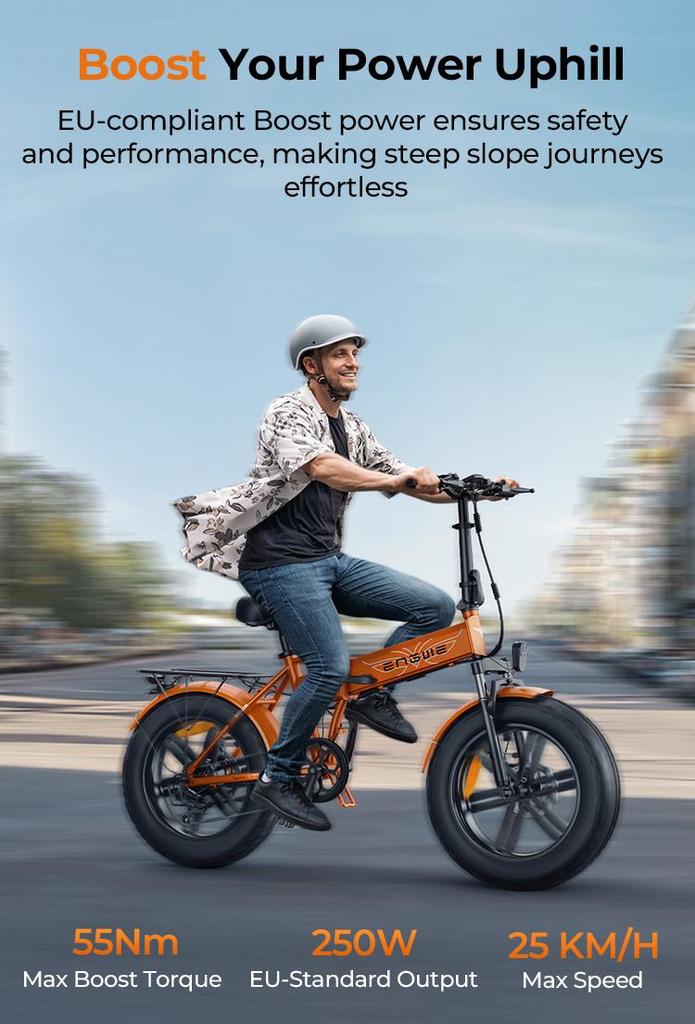 ENGWE EP-2 BOOST Elektrofahrrad 48V 13Ah Akku, 250W Motor, 20*4,0 Zoll Reifen, 120KM Reichweite, 55Nm Drehmoment E-Bike