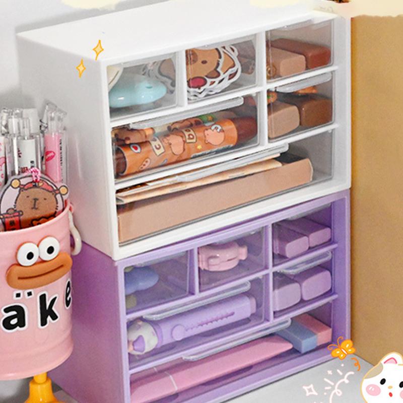 Multi-Layer Desktop Storage Box Large Capacity Dustproof Organizing Box Multifunctional Transparent Six Grid Drawer Storage Box