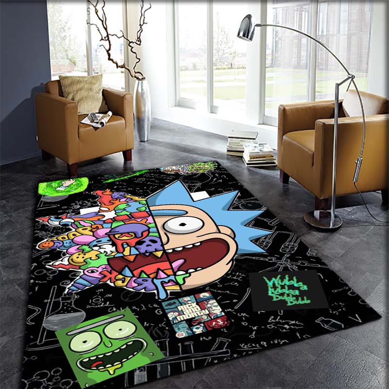 Rick and Morty pattern bedroom, living room, office decorative carpet, family bedroom headboard carpet, door mat, bathroom mat.