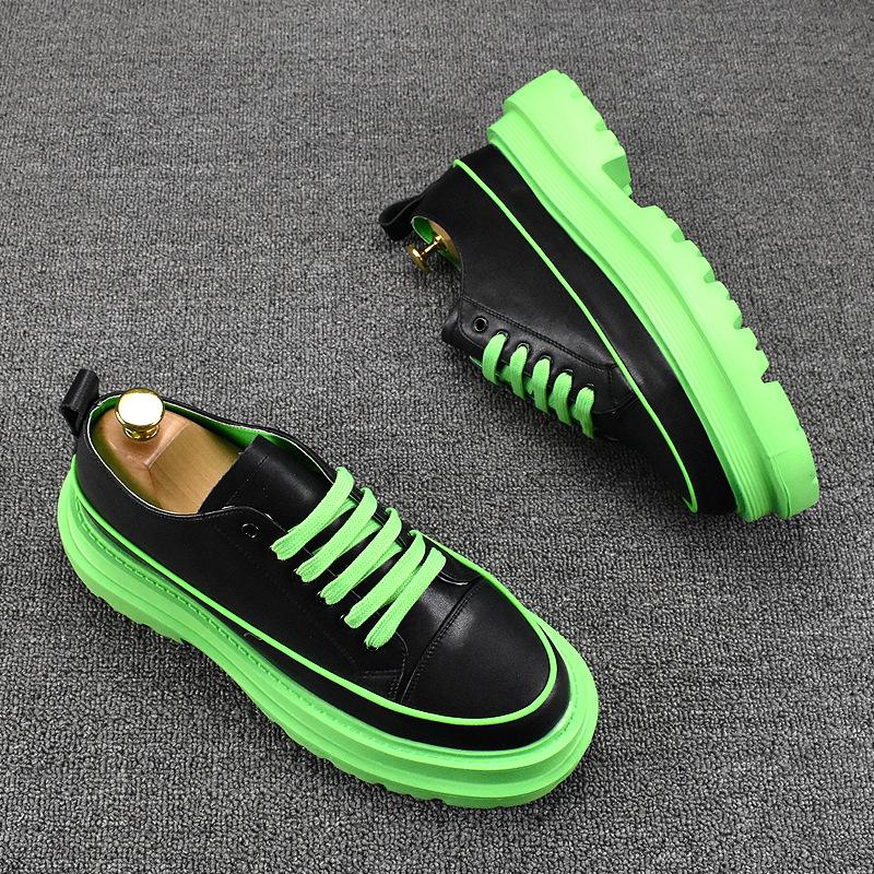 italian  designer platform shoes for men luxury fashion lace-up black white shoe party banquet genuine leather sneakers man