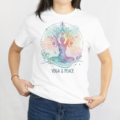 Yoga Peace Tree T-Shirt, Meditations-Silhouette Aquarell Ombre Zen Yoga T-Shirt