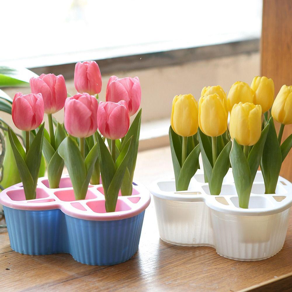 Clear Tulip Hydroponic Flowerpot With Breathable Support Basket Flower Pot Home Decoration