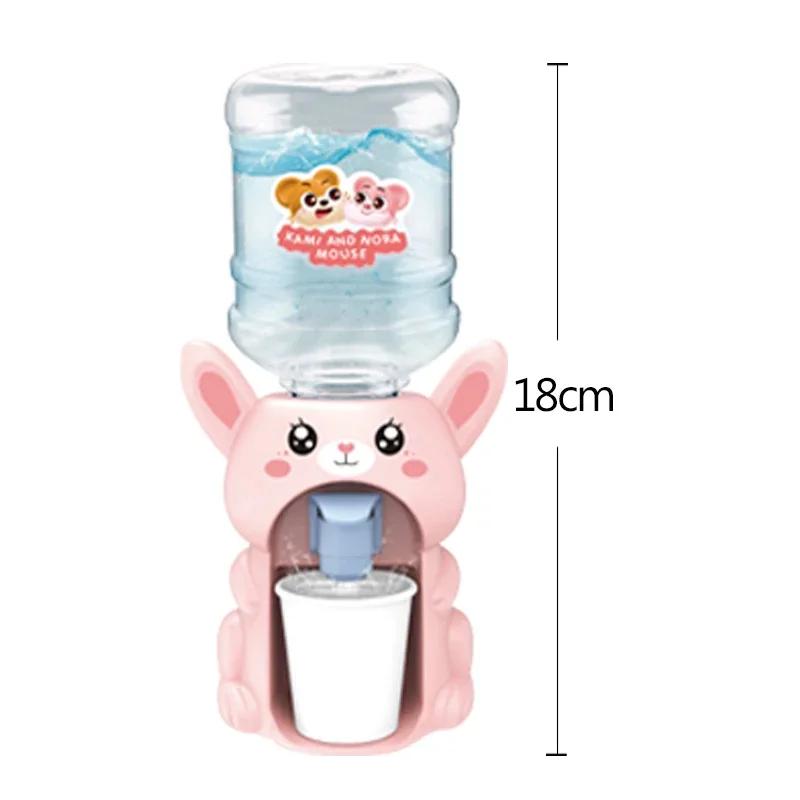 Non-Toxic Mini Children Dual Water Dispenser Toy With Cute Pink Blue Cold/Warm Water Juice Milk Drinking Fountain Simulation Kitchen Toys