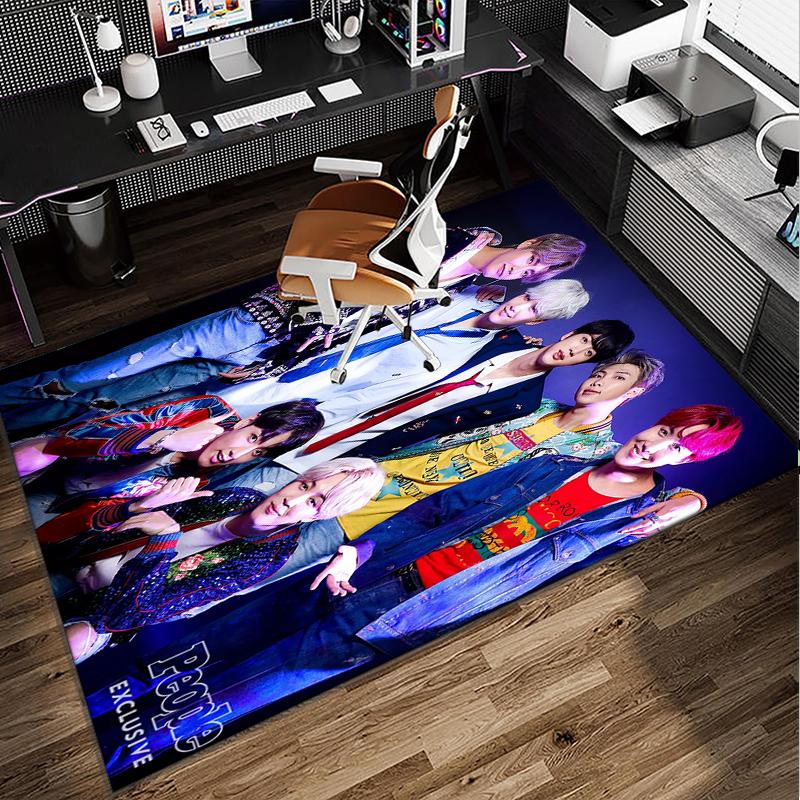 Colorful kpop Artwork Office Rug Chair Mat, Game Carpet, Suitable for Front Door, Bedroom, Living Room, Desk, Holiday Gift